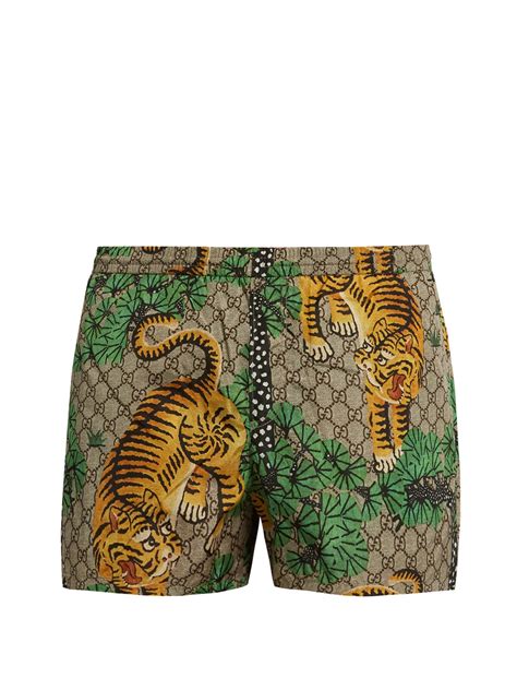 gucci bengali tiger swim trunks|net a porter gucci swimsuit.